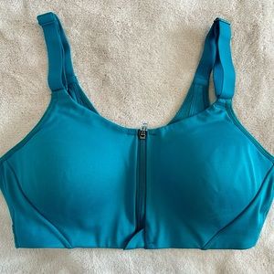All in Motion Teal  Sports Bra with zipper front- Size M